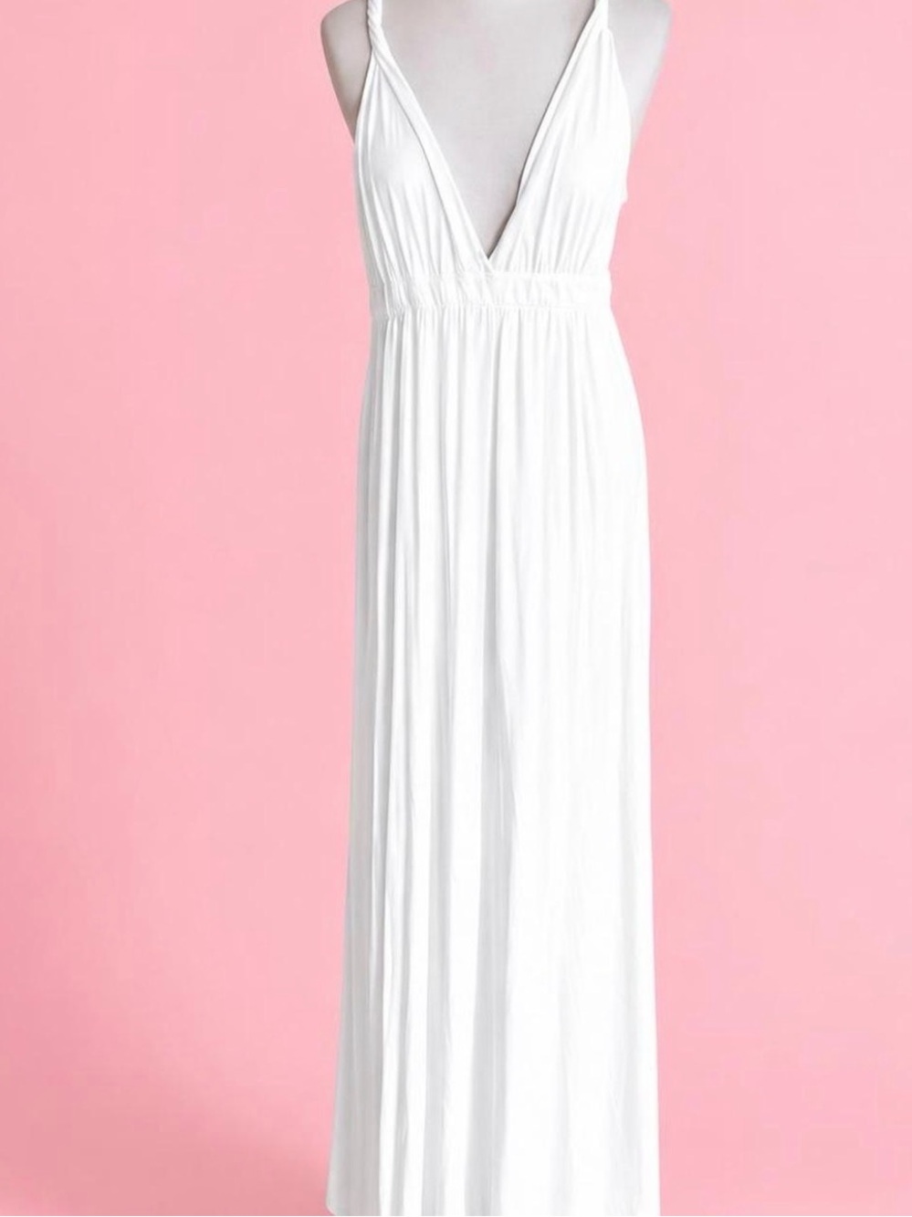 Gypsy 05 White Deep V-Neck Maxi Dress - Picture 3 of 8